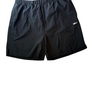 Reebok Men’s Black Athletic Training Shorts with White Logo